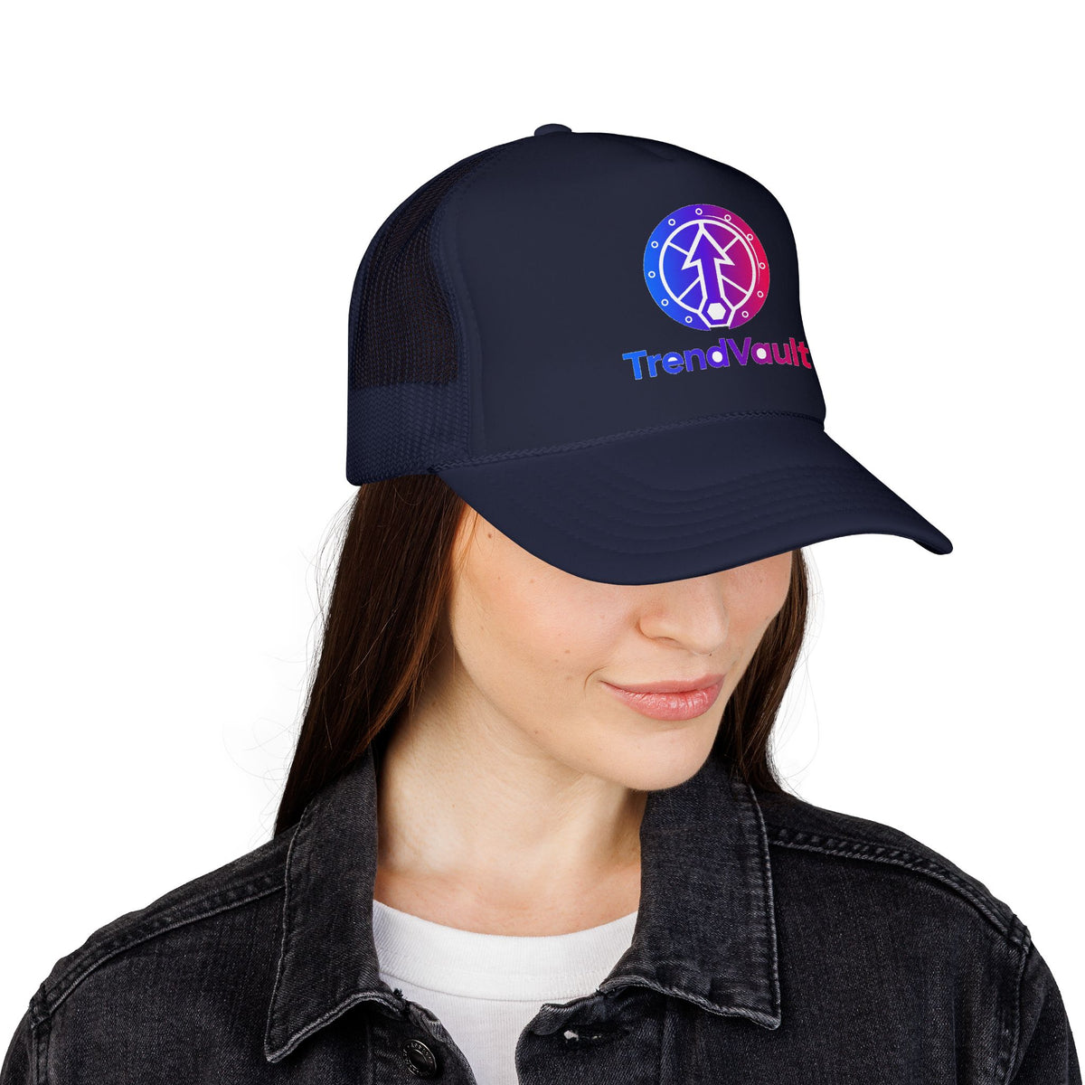 TrendVault Logo Foam Trucker Cap – Dark Navy