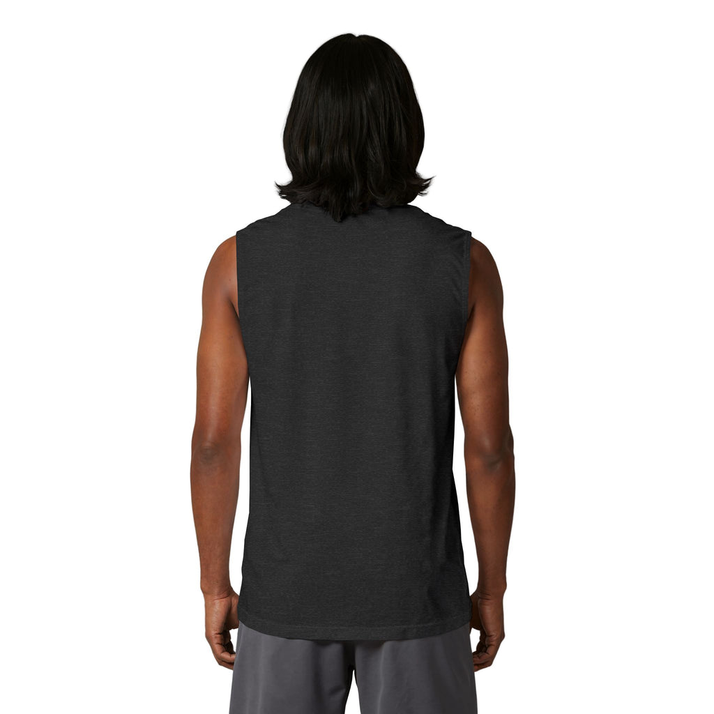 TrendVault Logo Muscle Tank – Dark Grey Heather