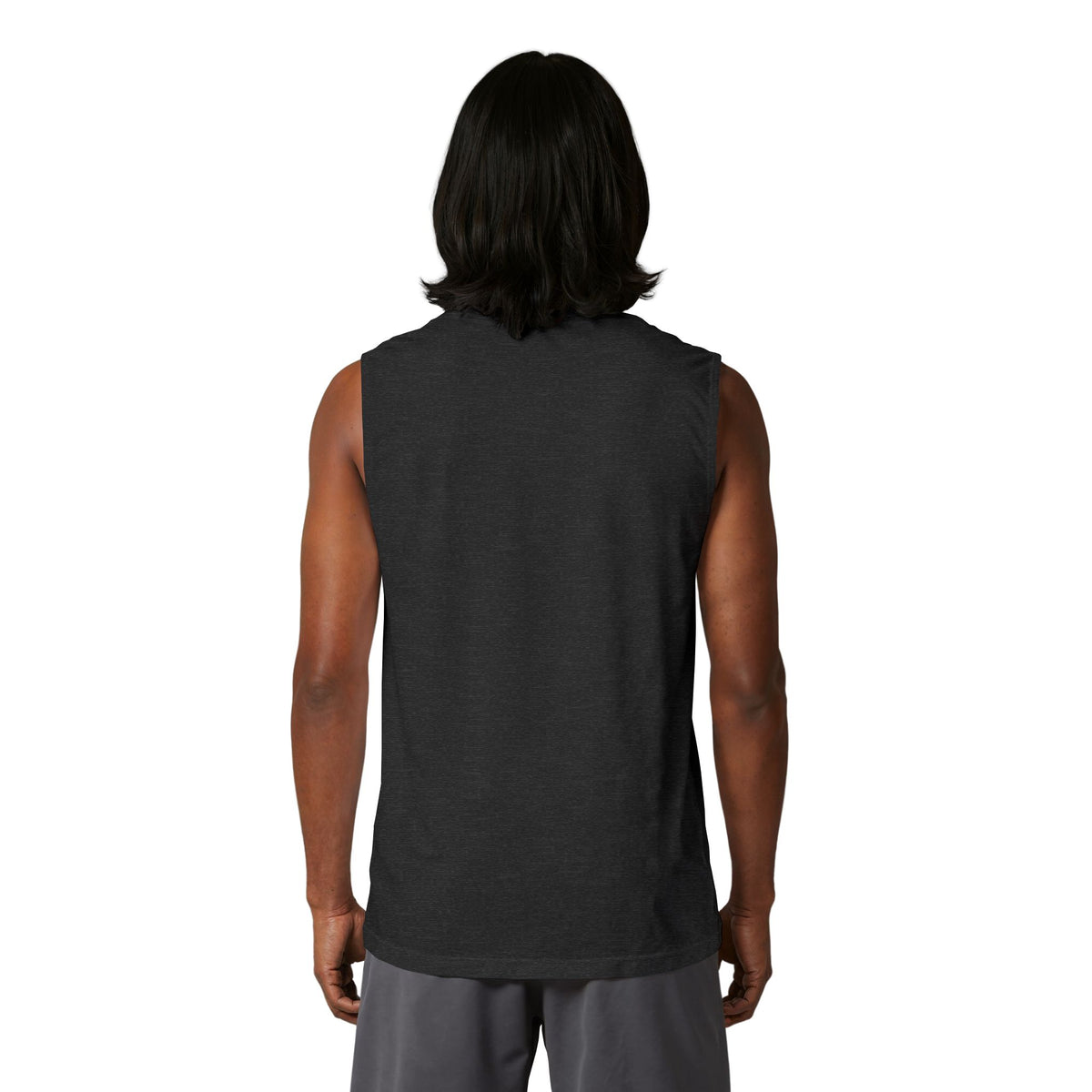 TrendVault Logo Muscle Tank – Dark Grey Heather