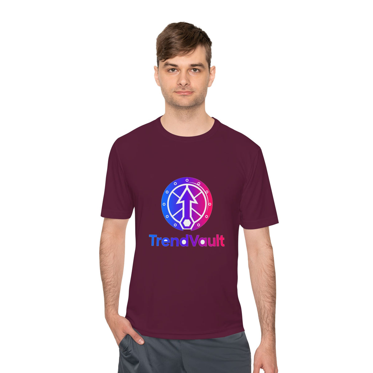 TrendVault Logo Sport Tee – Maroon