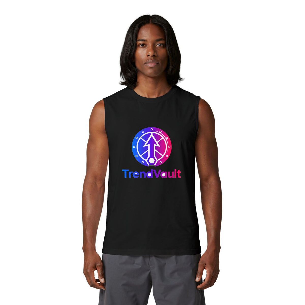 TrendVault Logo Muscle Tank – Black