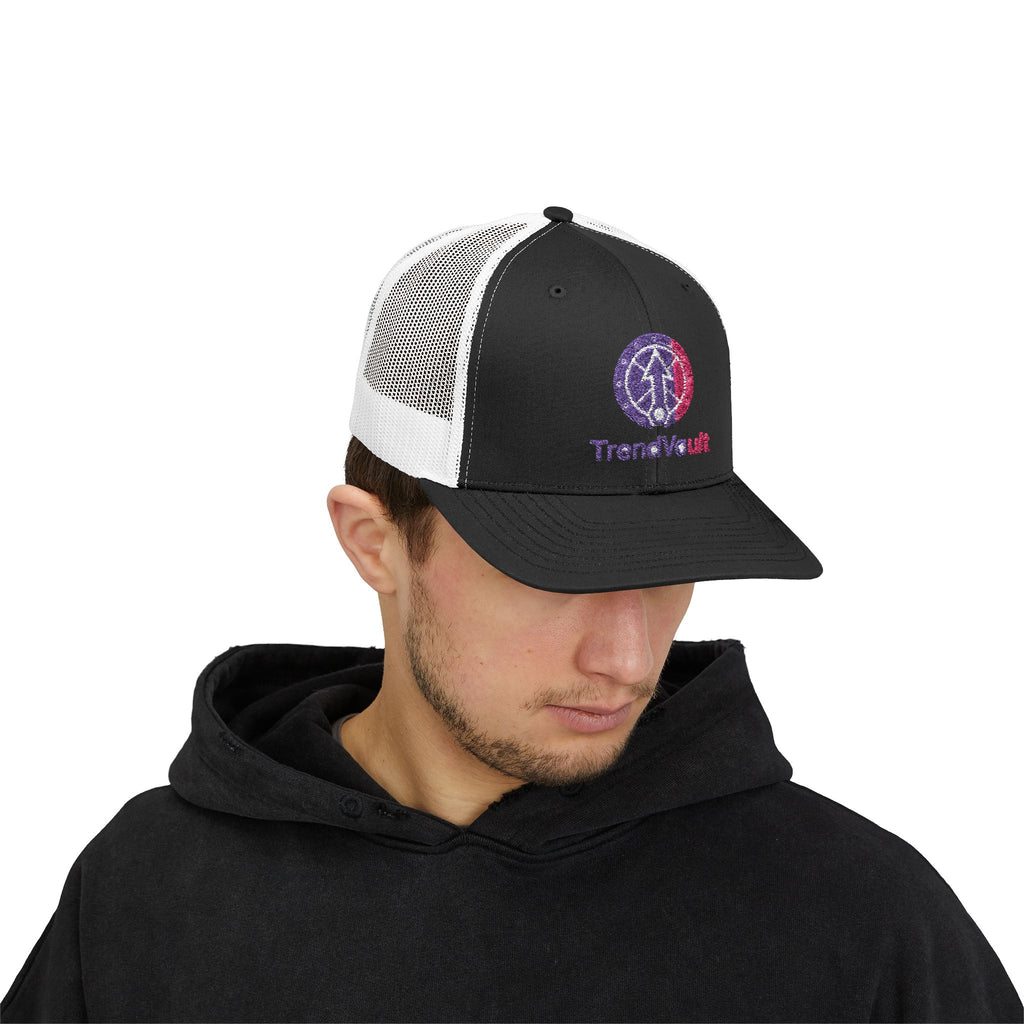 TrendVault Logo Trucker Cap – Black/White
