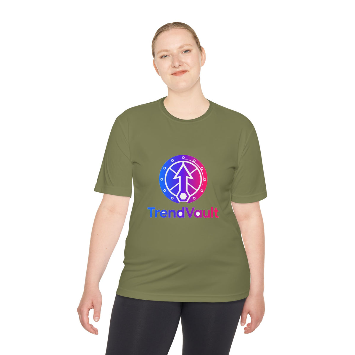 TrendVault Logo Sport Tee – Olive Drab Green
