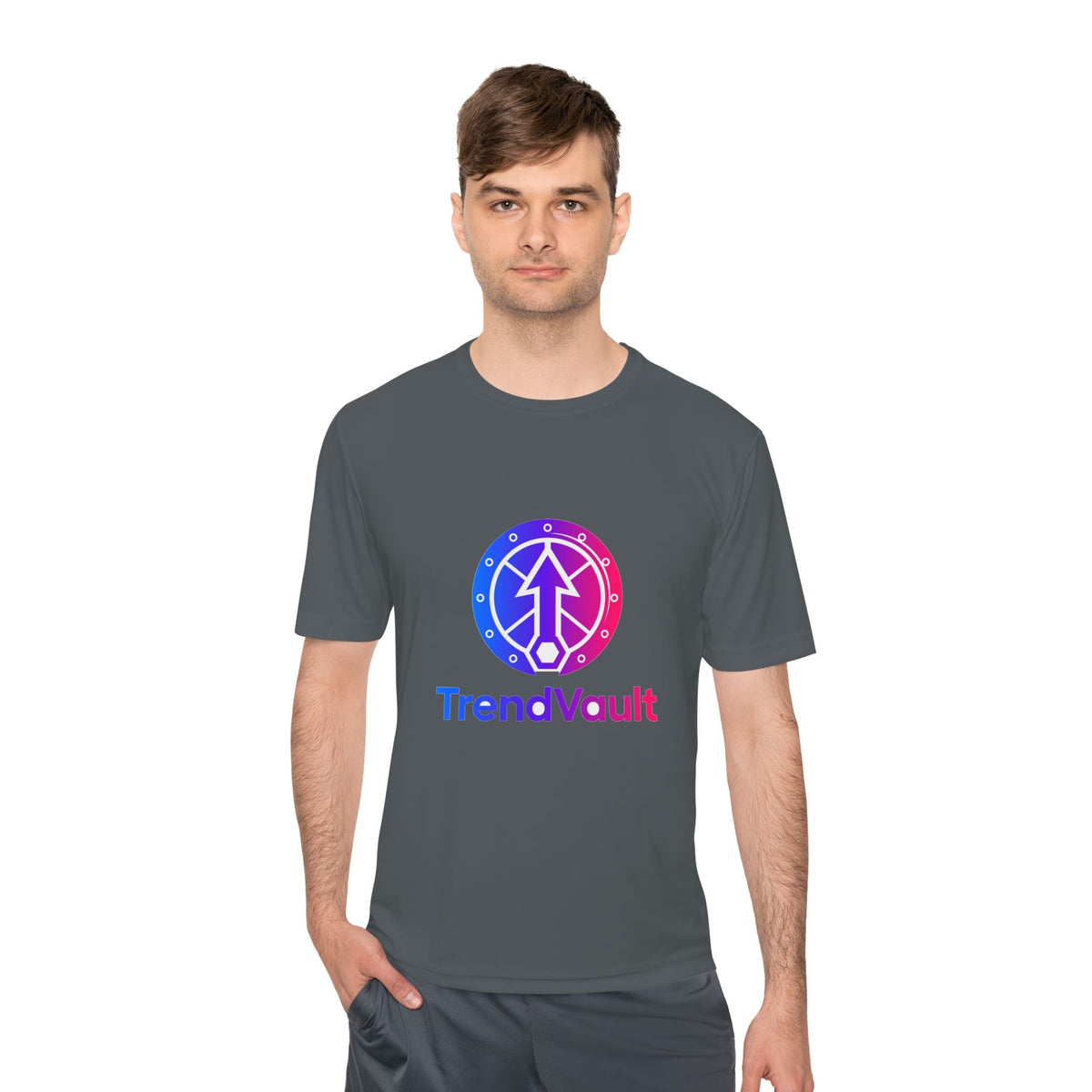 TrendVault Logo Sport Tee – Iron Grey