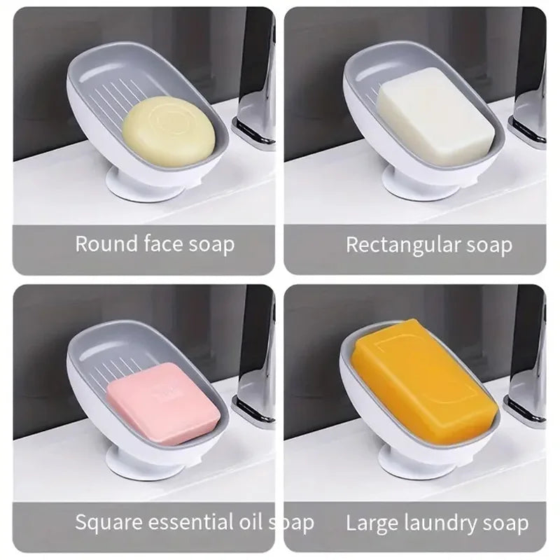 Suction Cup Soap Dish — Drainable, Rust-Proof