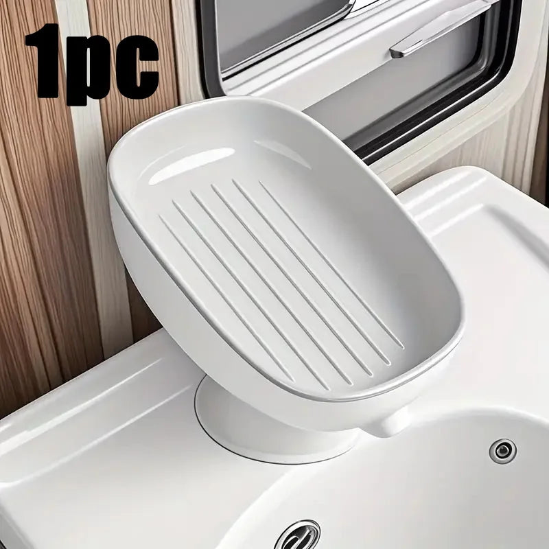 Suction Cup Soap Dish — Drainable, Rust-Proof
