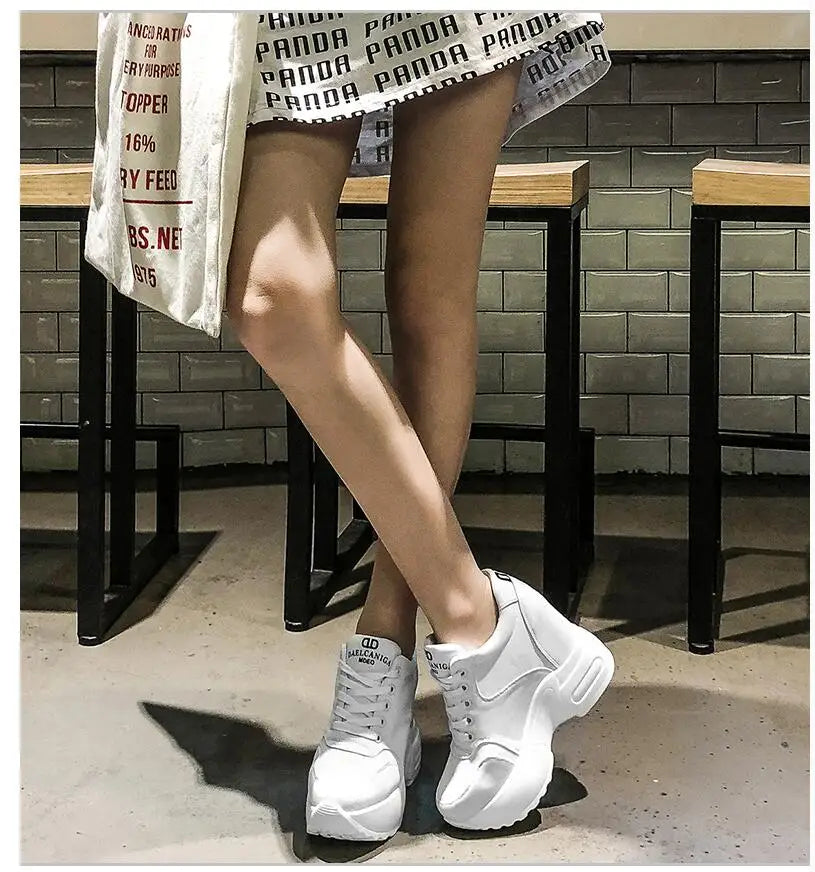 Women's Leather Chunky Ankle Boots with Platform