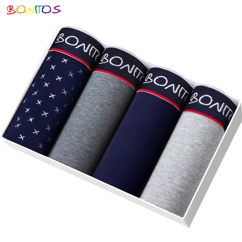 Men's Cotton Boxer Briefs, 4-Pack — Soft Letter-Waistband Underwear