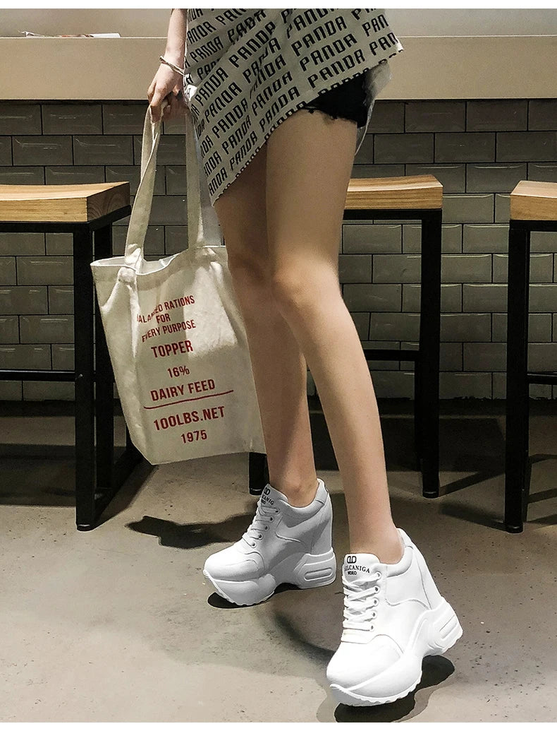 Women's Leather Chunky Ankle Boots with Platform