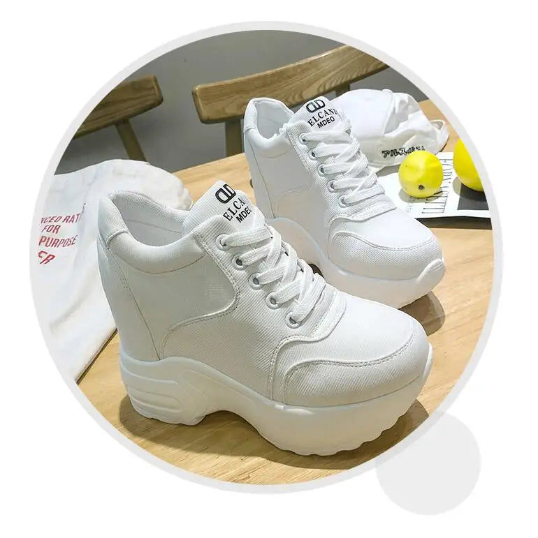 Women's Leather Chunky Ankle Boots with Platform