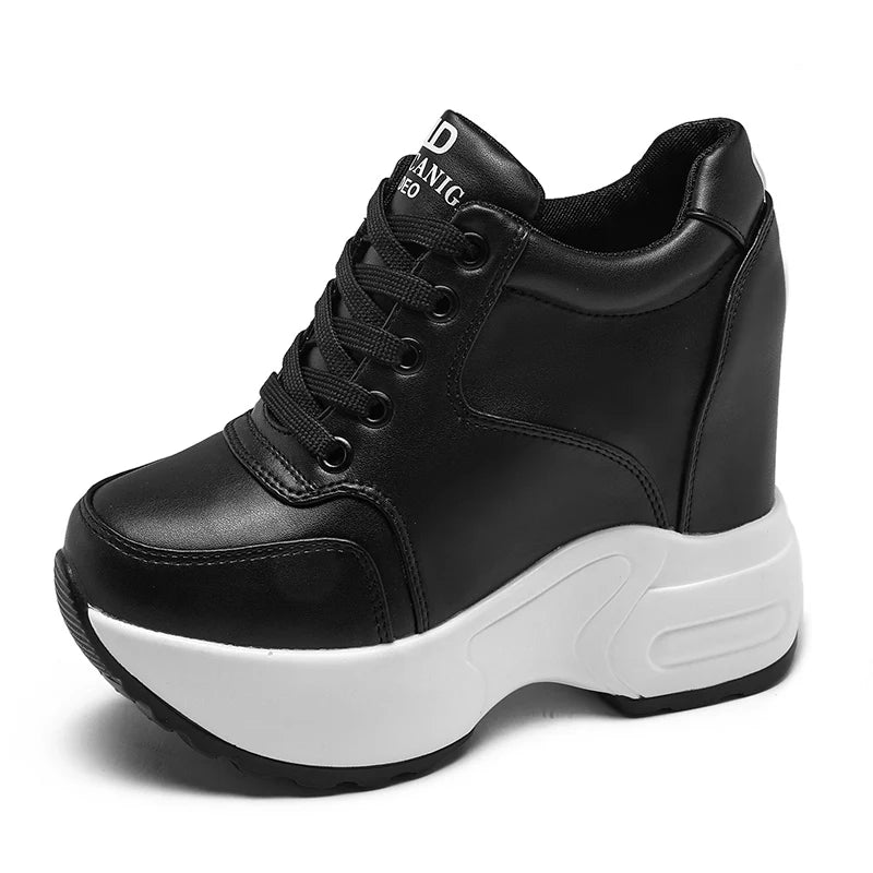 Women's Leather Chunky Ankle Boots with Platform