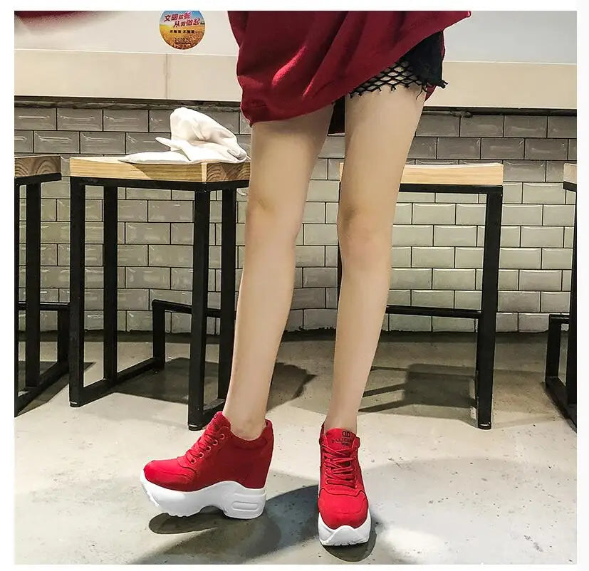 Women's Leather Chunky Ankle Boots with Platform