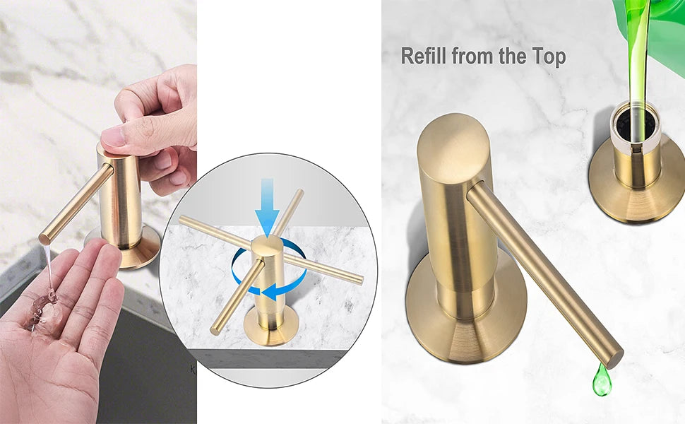 Matte Black Liquid Soap Dispenser with Brass Pump, 500ml