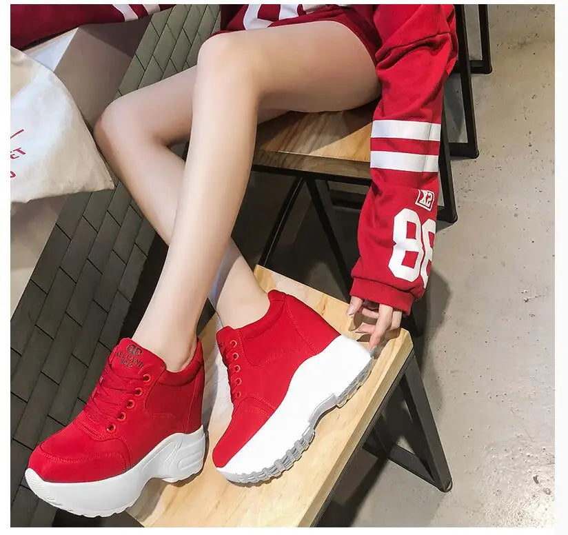 Women's Leather Chunky Ankle Boots with Platform