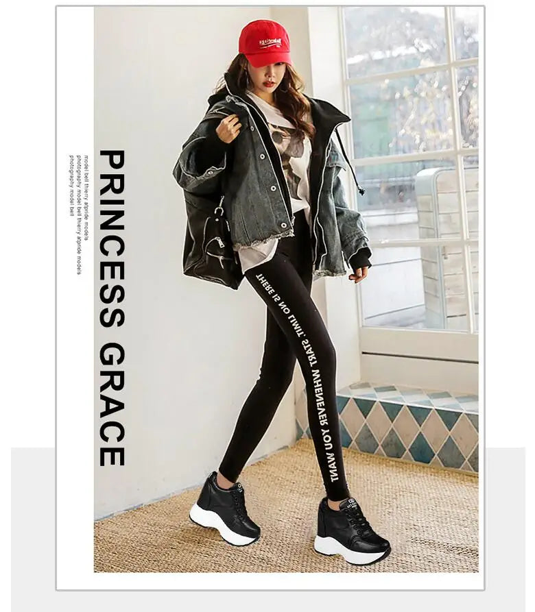 Women's Leather Chunky Ankle Boots with Platform