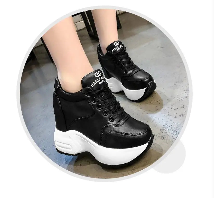 Women's Leather Chunky Ankle Boots with Platform