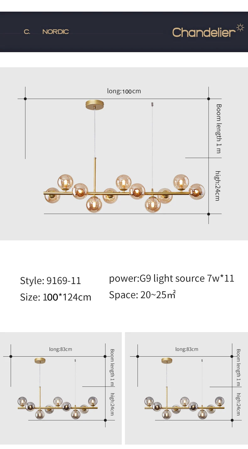 Modern LED Pendant Light – Glass Ball Ceiling Lamp