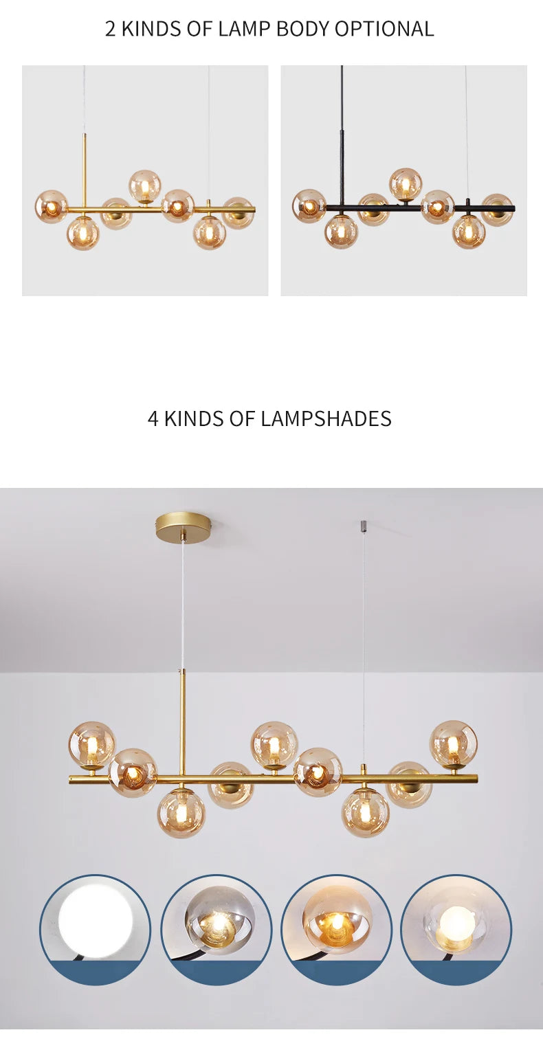 Modern LED Pendant Light – Glass Ball Ceiling Lamp