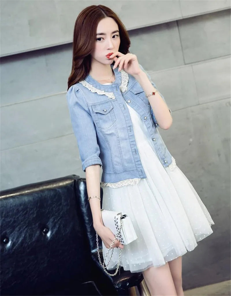 Women's Half Sleeve Denim Jacket