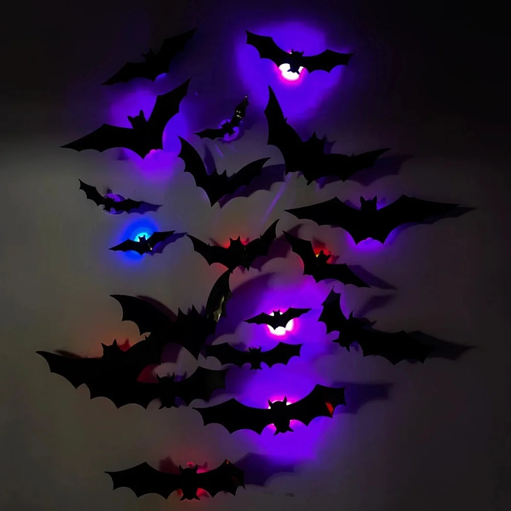 LED Halloween Bat Night Lights – 3D Window & Wall Decor (12/24 Pack)