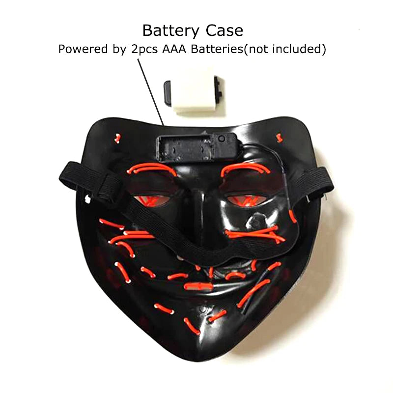 Neon LED Halloween Mask – Light-Up Horror Cosplay Party Mask