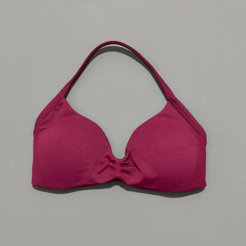 HISTELLO Women's Strappy Sports Bra — High-Support Seamless Gym Bra