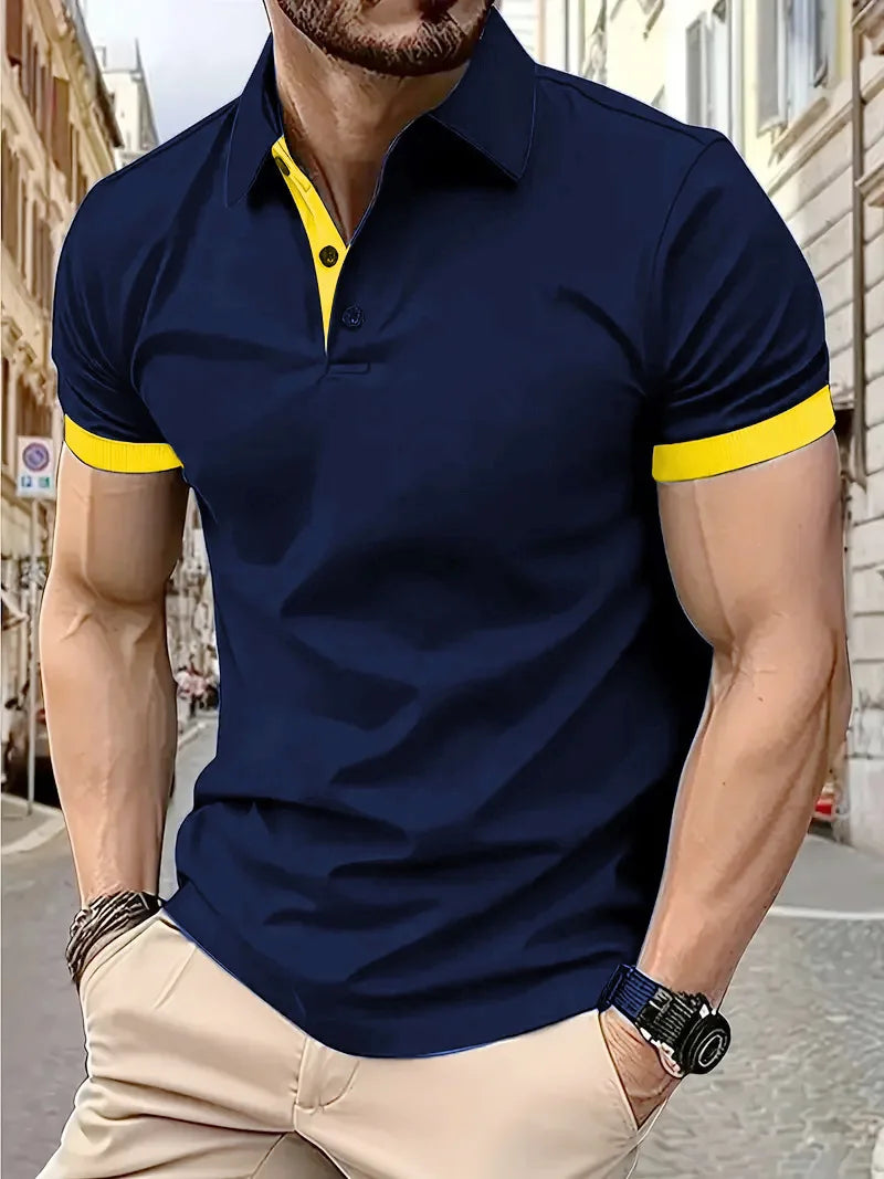 Men's Color Block Slim Fit Polo Shirt