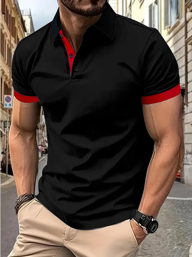 Men's Color Block Slim Fit Polo Shirt