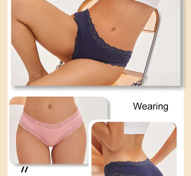 Women's Lace Seamless Brazilian Panties, 3-Pack — Cotton Ribbed Intimates