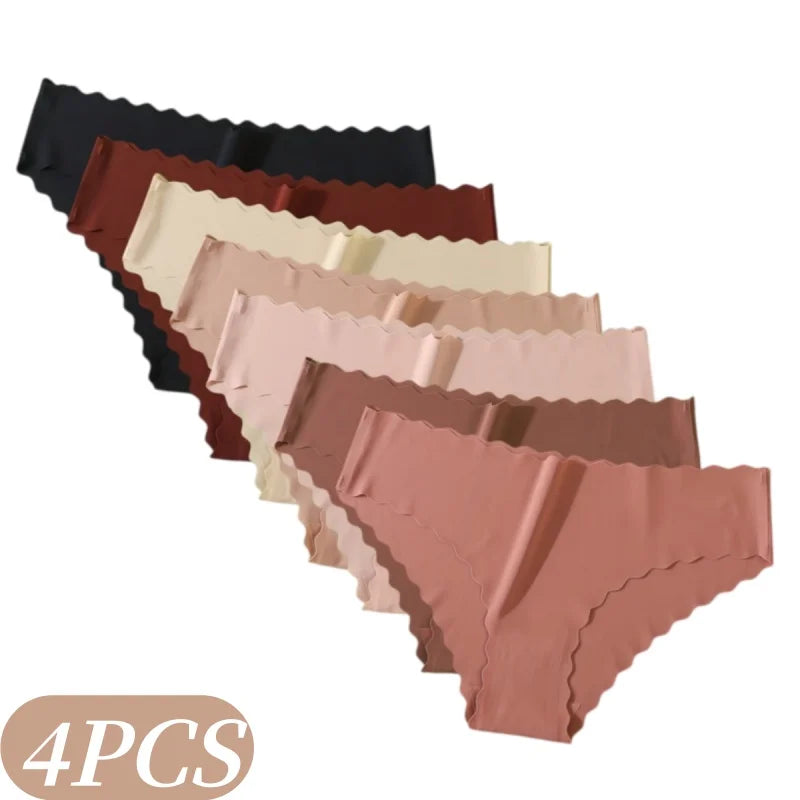 Women's Ice Silk Seamless Panties, 4-Pack — Mid-Rise No-Show Briefs