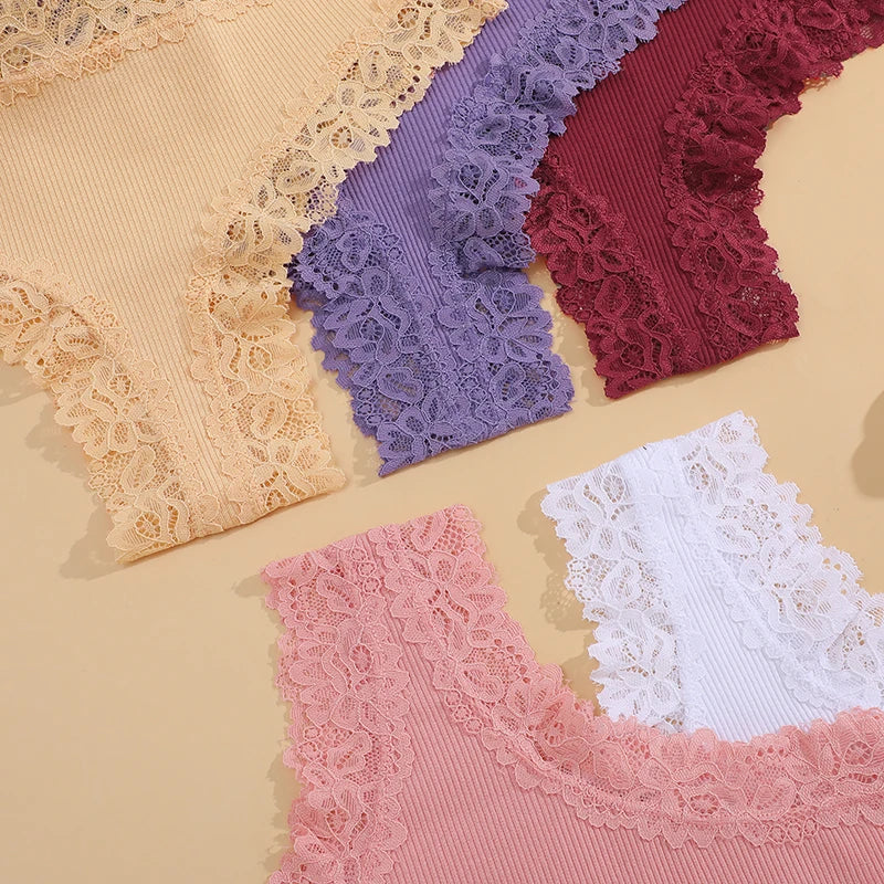 Women's Lace Seamless Brazilian Panties, 3-Pack — Cotton Ribbed Intimates