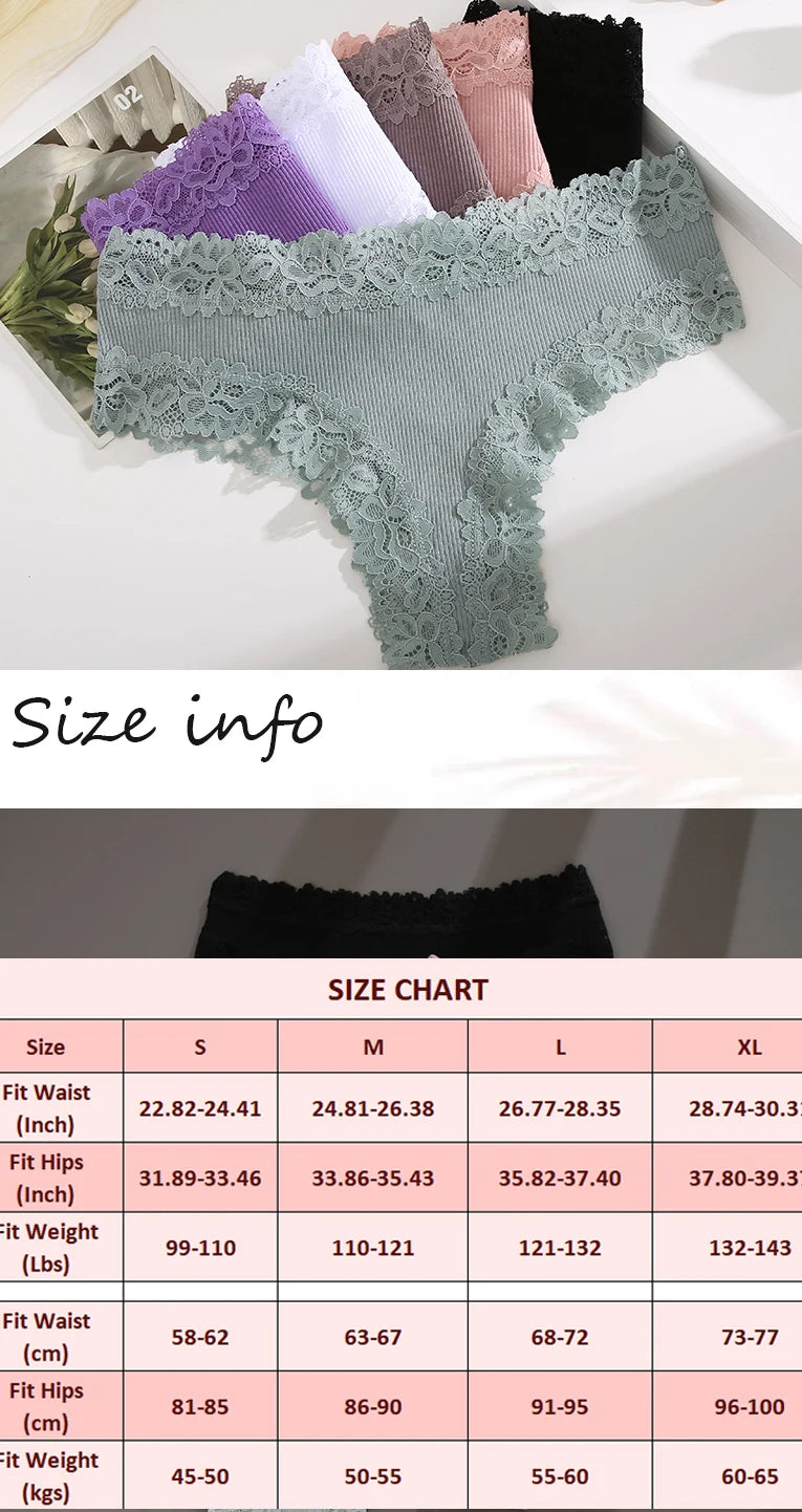 Women's Lace Seamless Brazilian Panties, 3-Pack — Cotton Ribbed Intimates