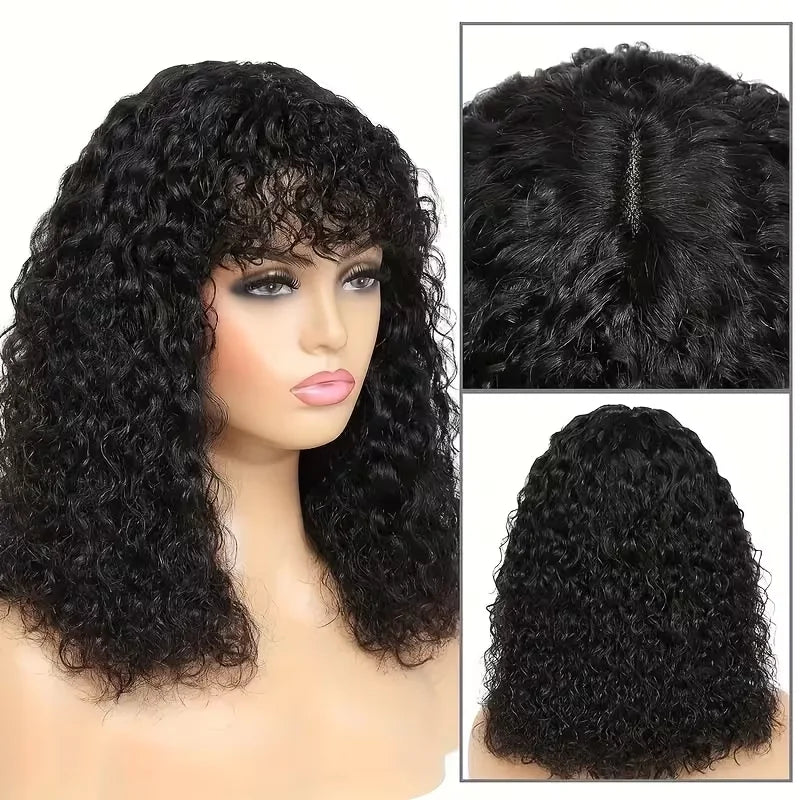Curly Bob Wig with Bangs – 3x1 Lace Front, 200% Density