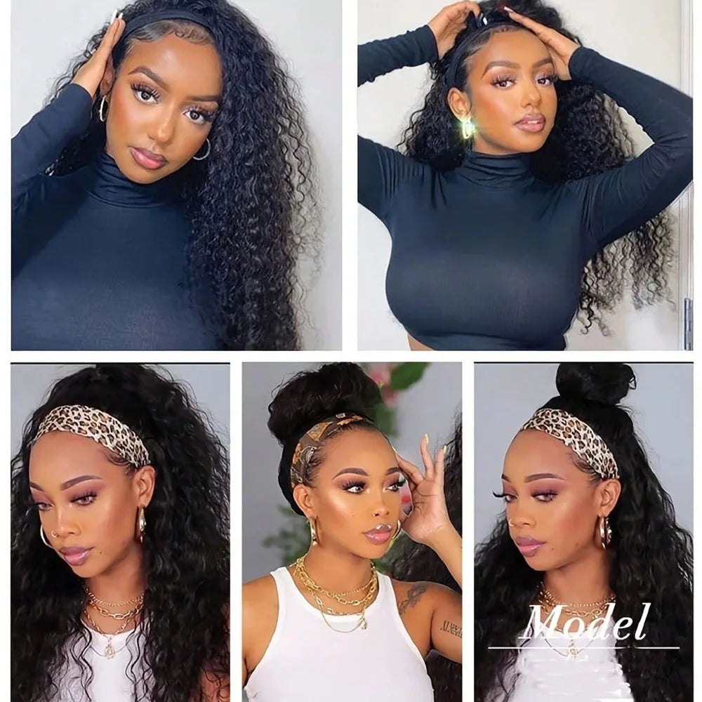 Deep Water Wave Human Hair Headband Wig