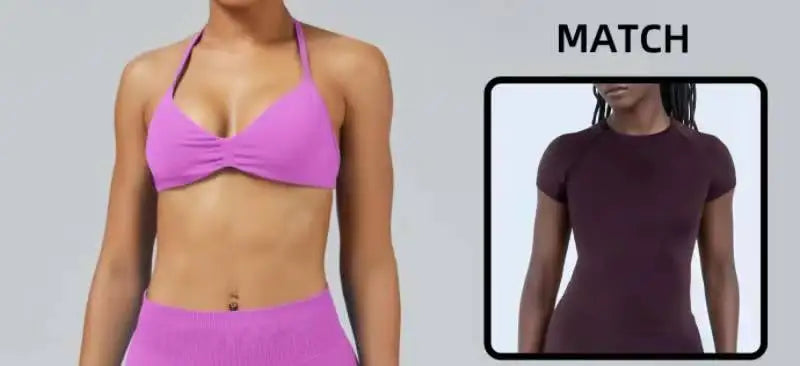 HISTELLO Women's Strappy Sports Bra — High-Support Seamless Gym Bra