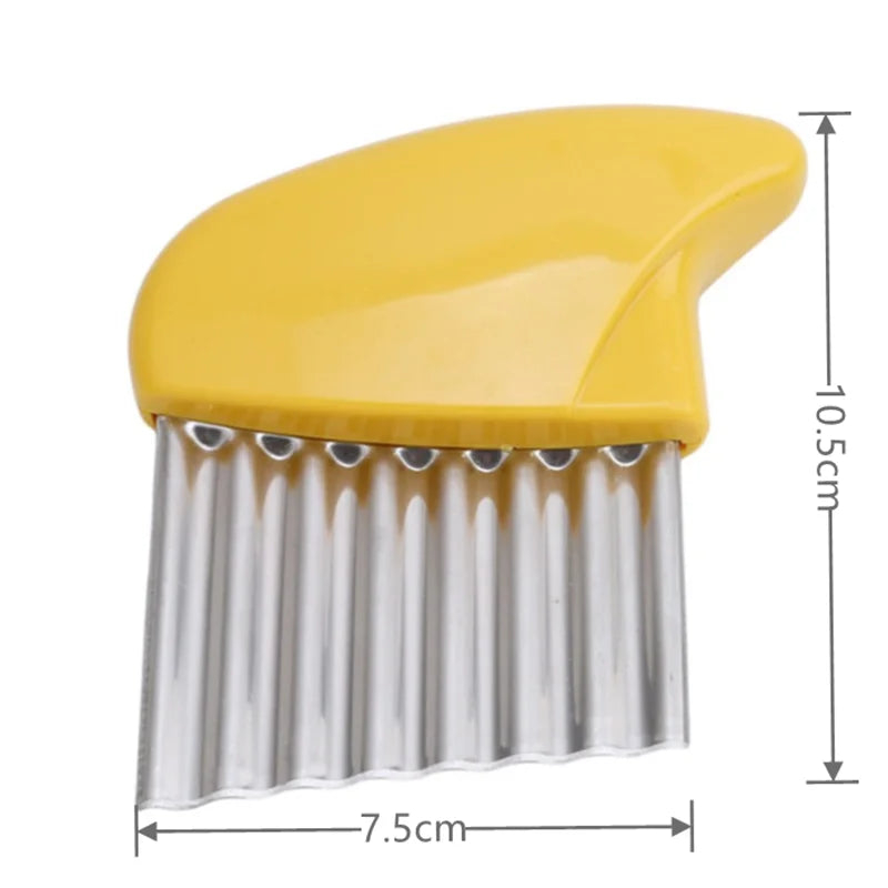 Stainless Steel Potato Chip Slicer – Crinkle Cut Wavy Cutter for Vegetables & Dough