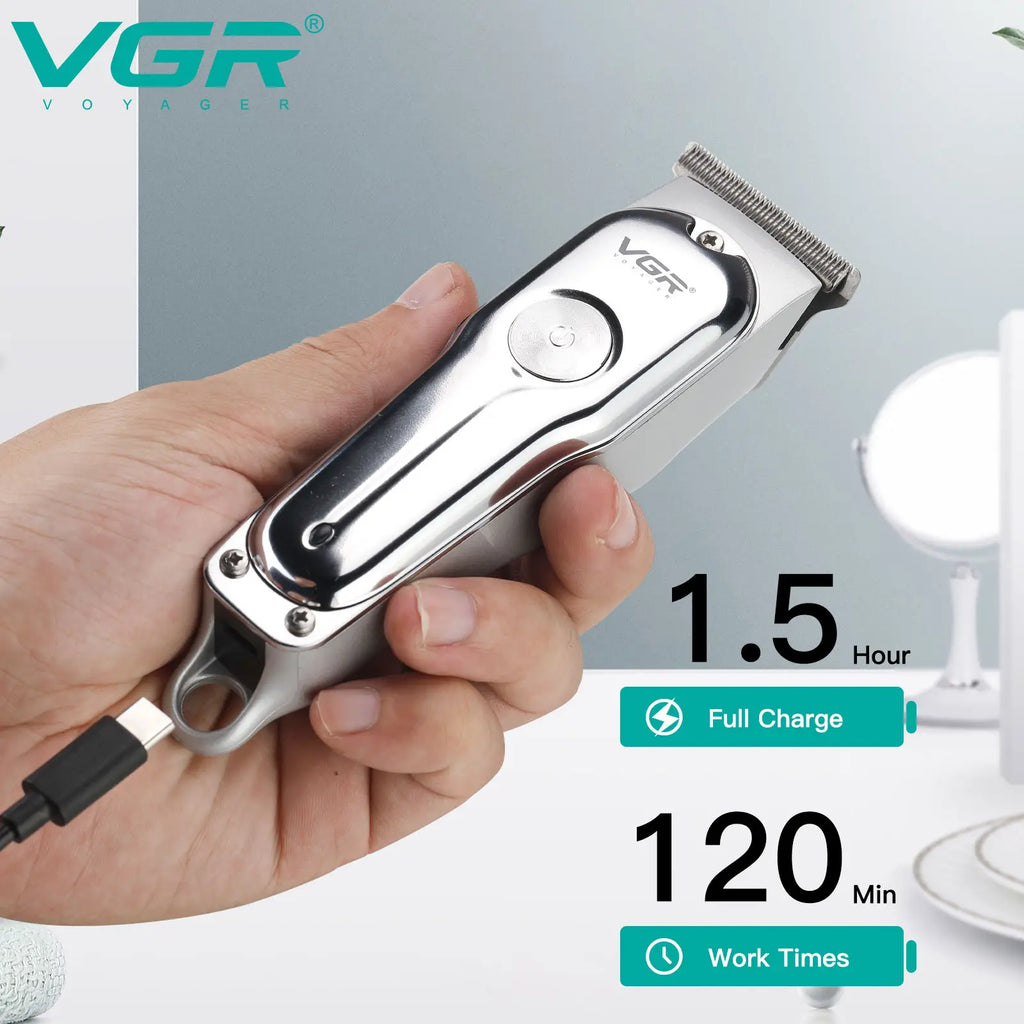 Heavy-Duty Stainless Steel Hair & Beard Trimmer – Professional Cordless Clipper