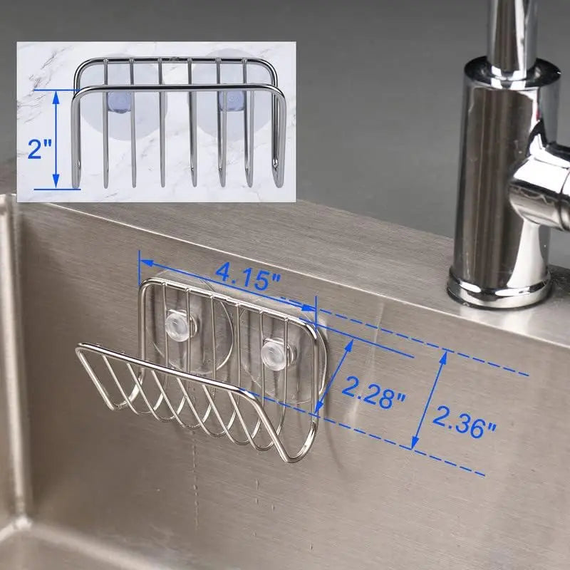 SteelSink Stainless Steel Suction Cup Sponge Holder – Kitchen Sink Caddy