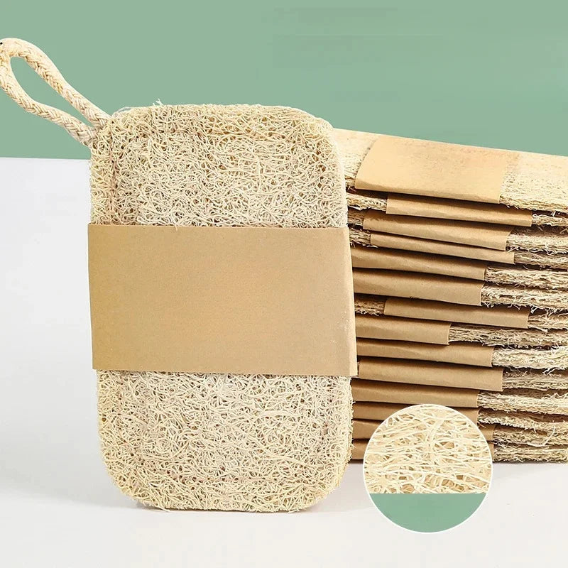 Natural Loofah Exfoliating Sponges, 6-Pack — Bamboo Fiber Body Scrubbers