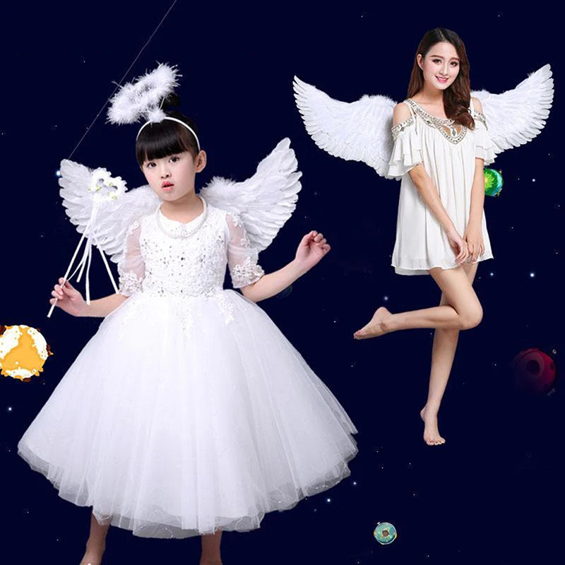 Angel Wings, Halo & Wand Costume Set – White Feather Cosplay Accessories