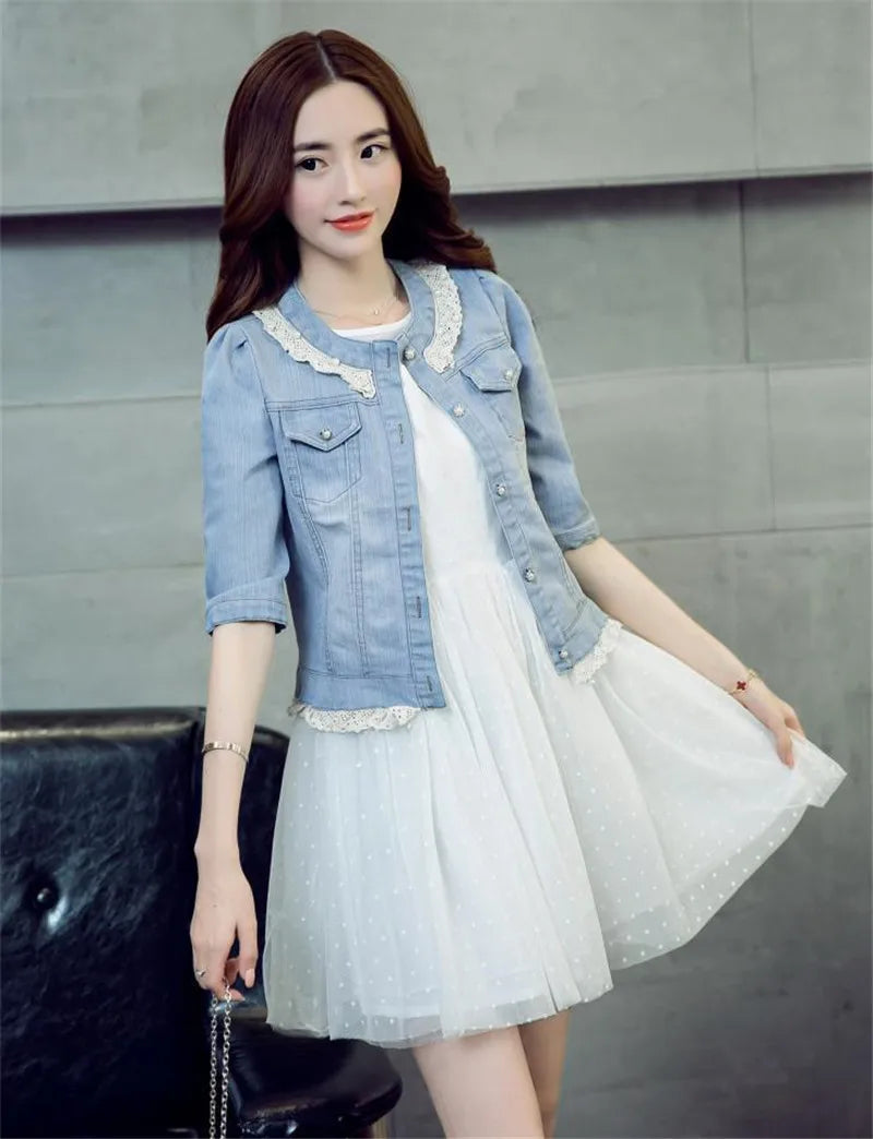 Women's Half Sleeve Denim Jacket