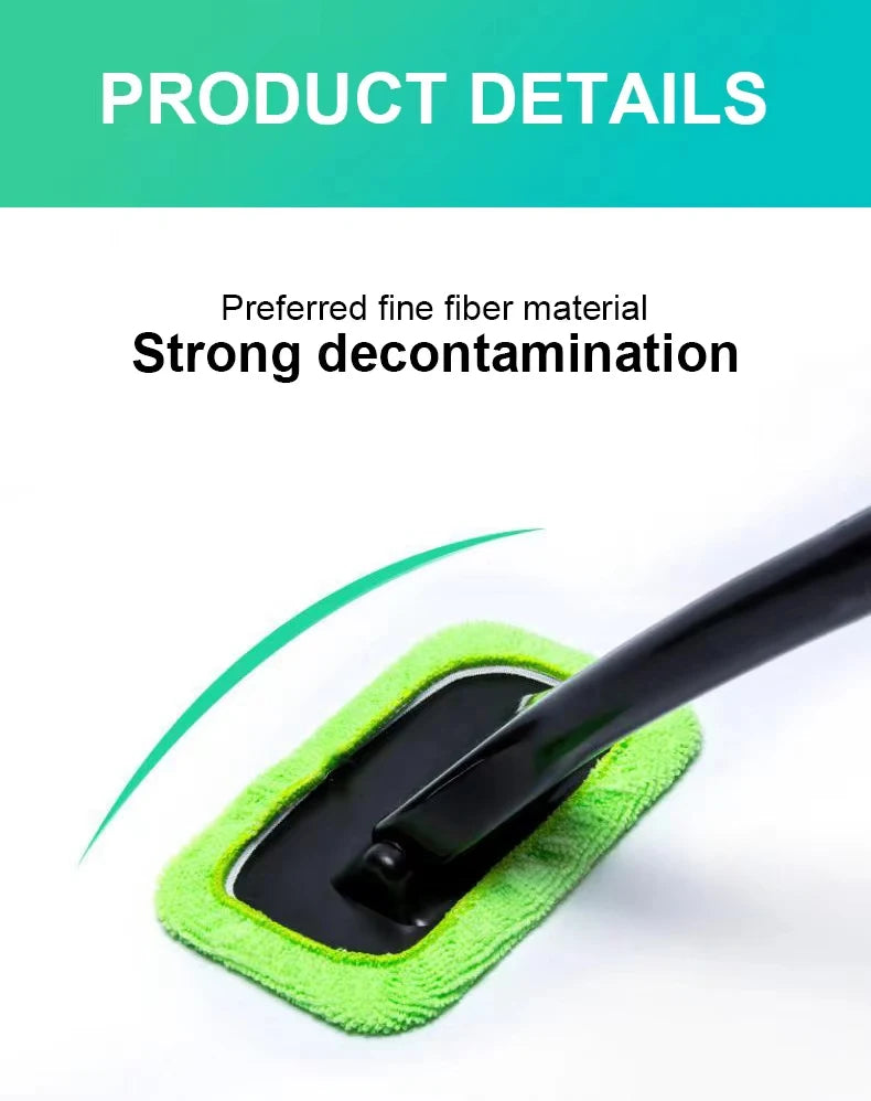 Car Window Cleaner Brush Kit – Interior Windshield Cleaning Tool with Long Handle (4 Colors)