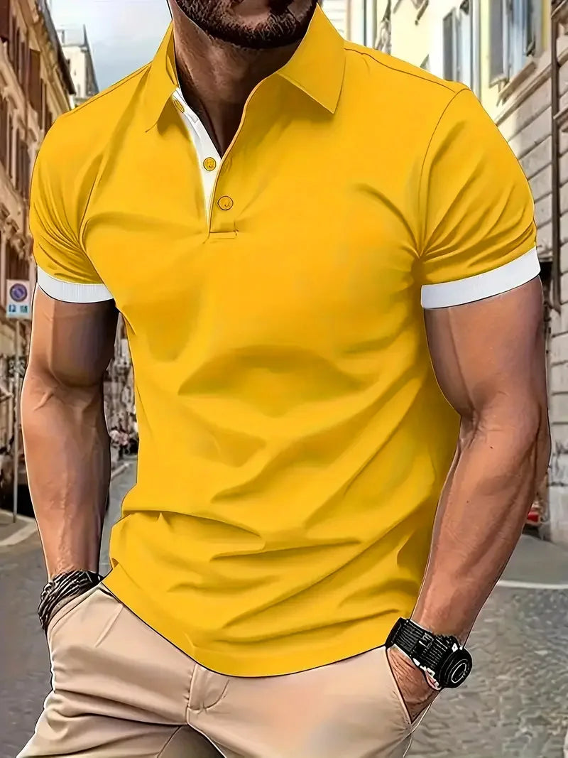 Men's Color Block Slim Fit Polo Shirt