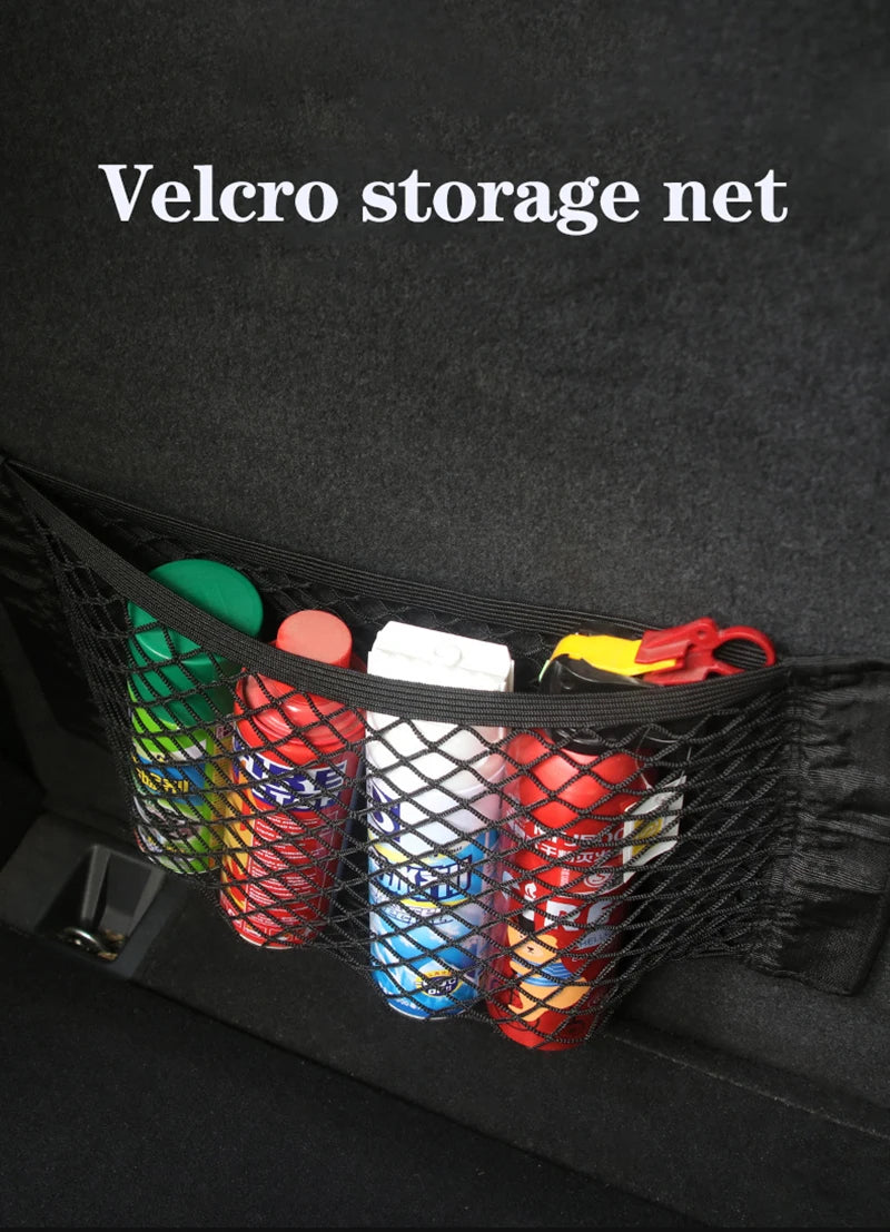 Universal Car Trunk & Seat Back Organizer – Elastic Mesh Net Storage Bag (5 Sizes)