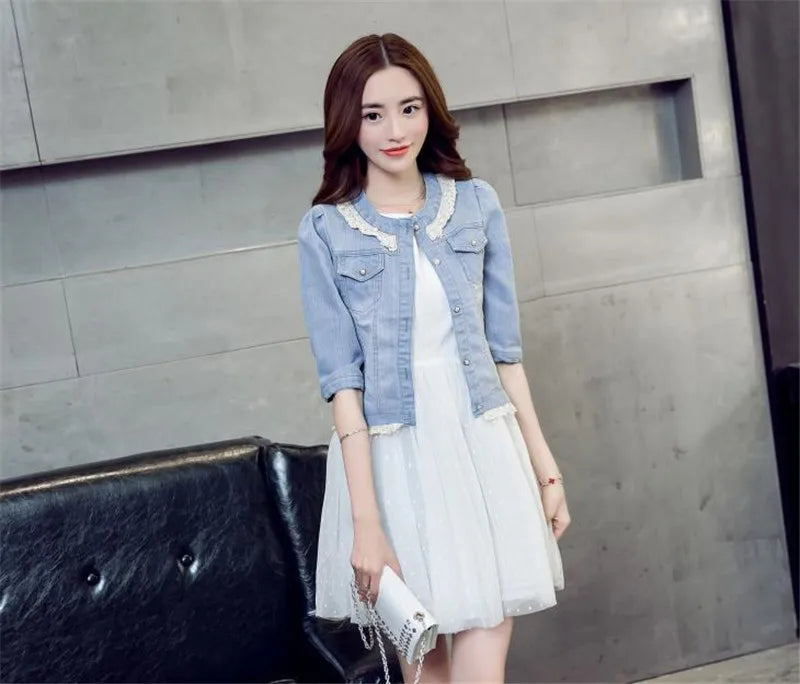 Women's Half Sleeve Denim Jacket