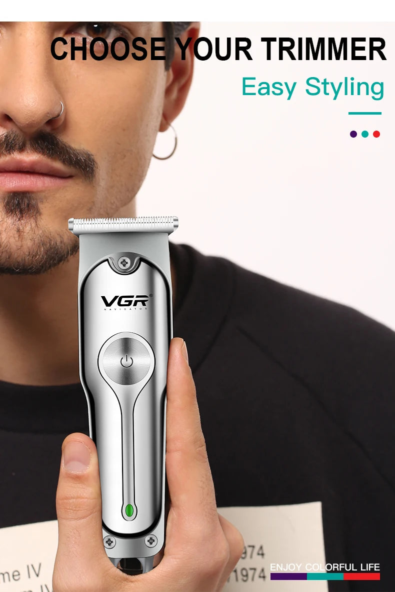 Heavy-Duty Stainless Steel Hair & Beard Trimmer – Professional Cordless Clipper