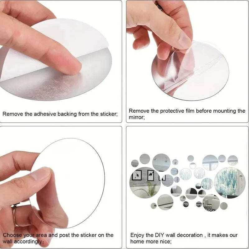 26-Piece 3D Acrylic Mirror Wall Stickers – Round DIY Decorative Mirrors