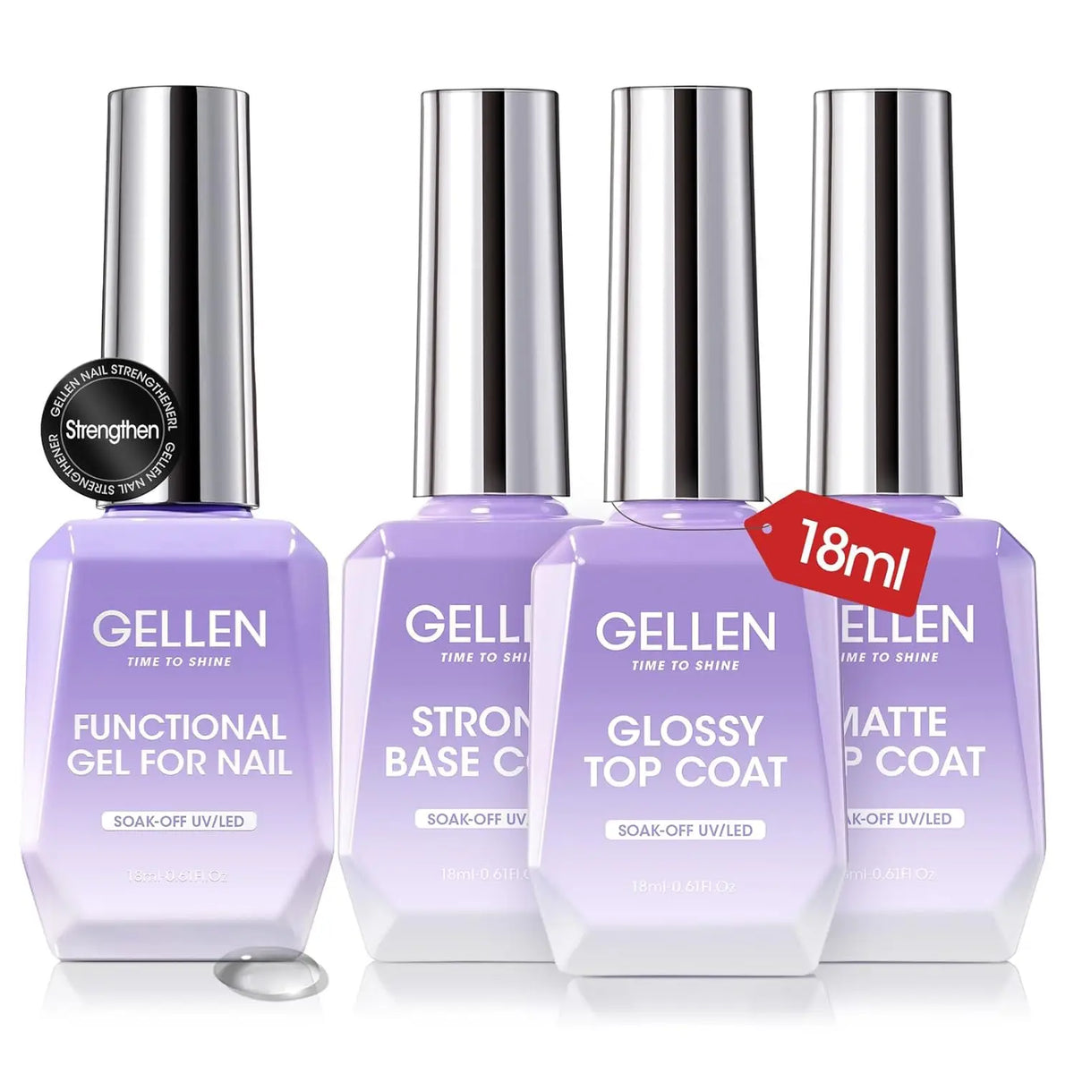 GELLEN 4-Piece Nail Care Kit – Base & Top Coat with Cuticle Care