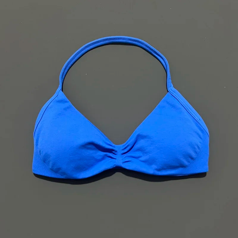 HISTELLO Women's Strappy Sports Bra — High-Support Seamless Gym Bra