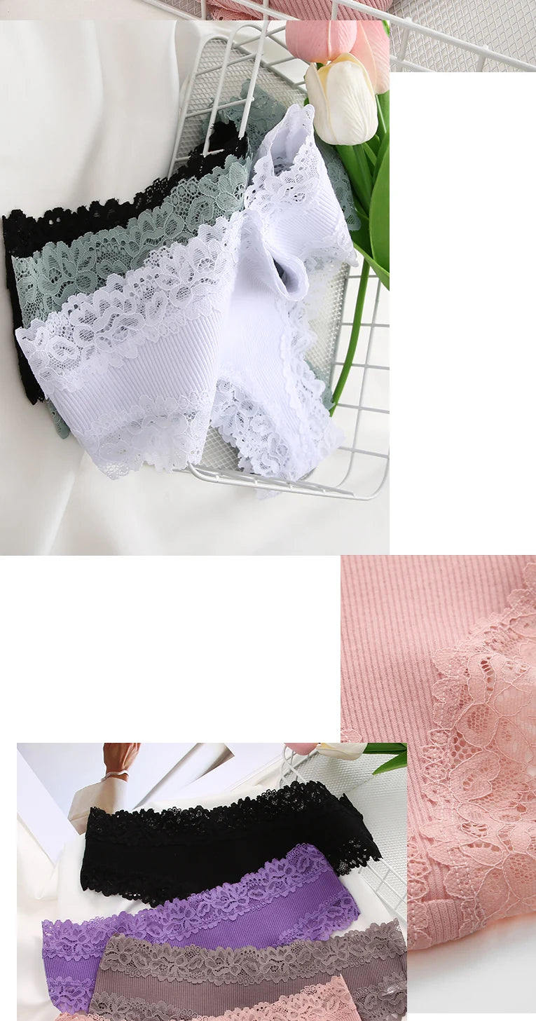 Women's Lace Seamless Brazilian Panties, 3-Pack — Cotton Ribbed Intimates